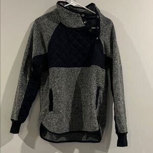 Abercrombie & Fitch Asymmetrical Snap Fleece Pullover Gray/Navy, Size S